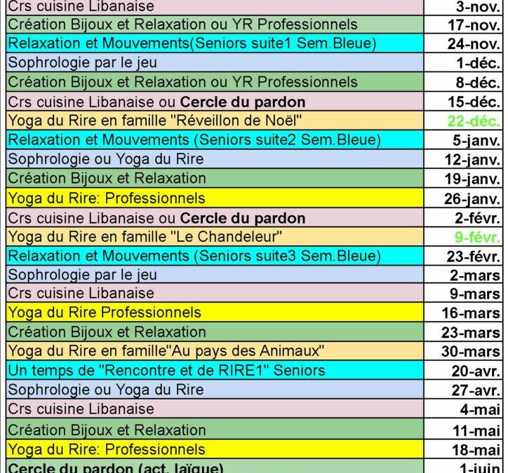 Ateliers -Différentes activités de bien être les lundis à Lyon 2