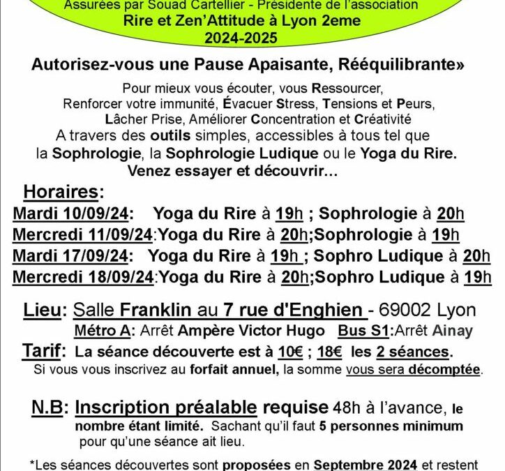 Séances découvertes Yoga du Rire- Sophrologie